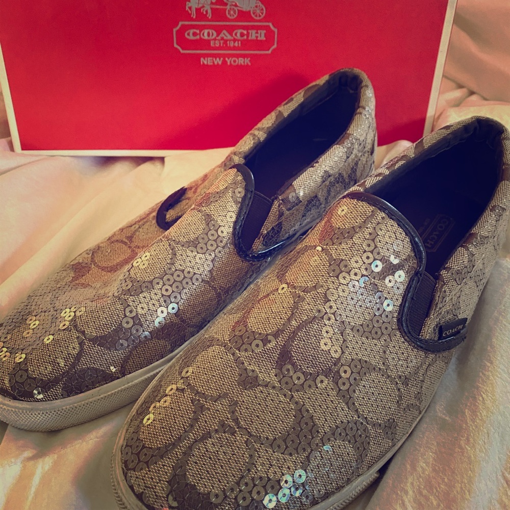 Coach sequin slip ons
